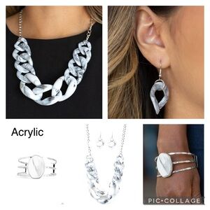 Paparazzi Chunky Acrylic Silver Chain Necklace/Bracelet